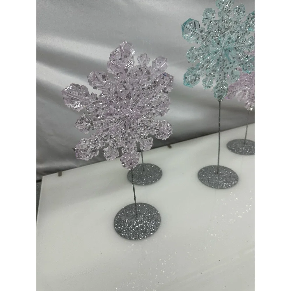 Decorative snowflakes with plastic and rhinestones party,Christmas NY Set of 5